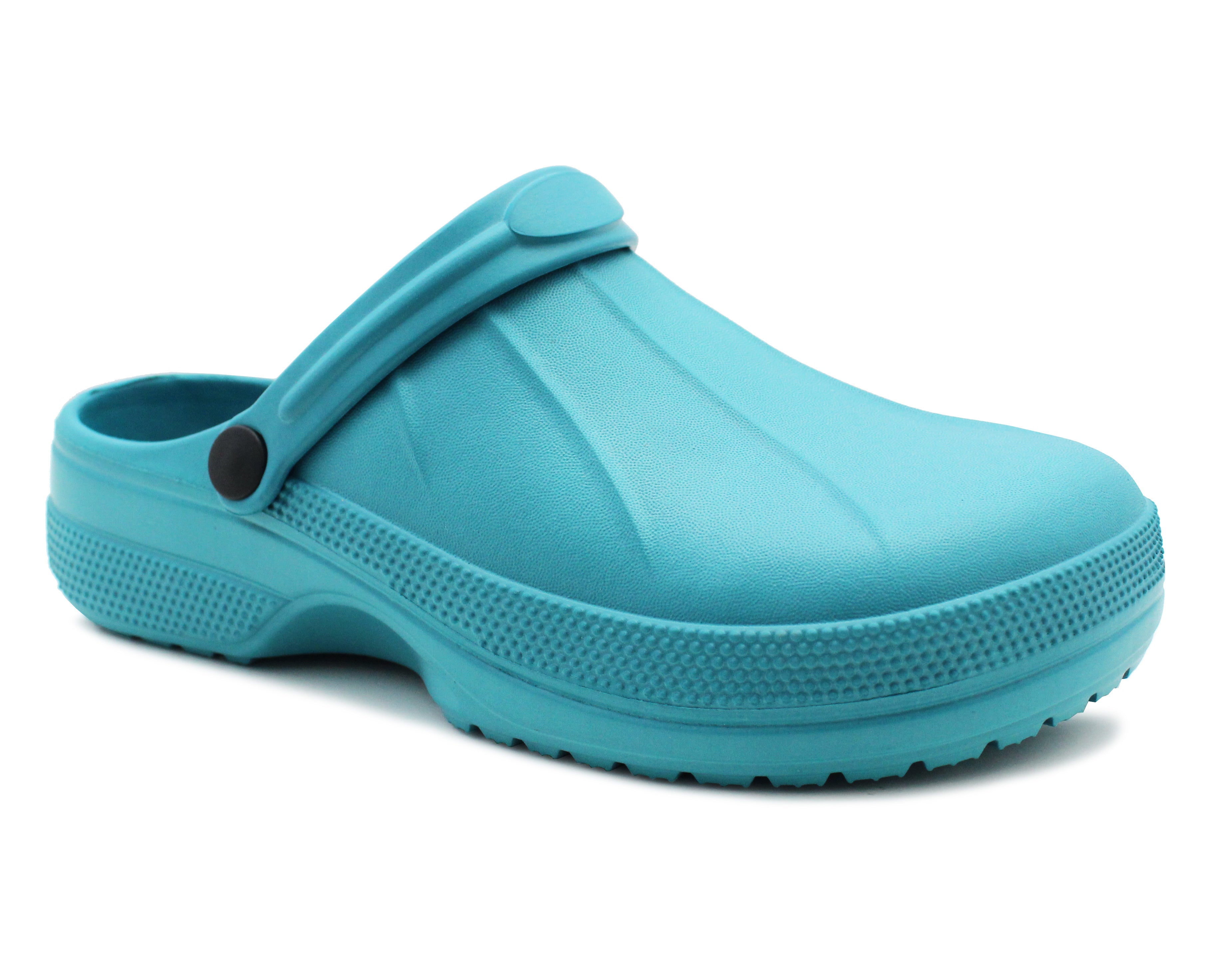 Womens Blue Lightweight Clogs EVA Slip On Garden Adjustable Strap Summer Beach Hospital Nurse Kitchen Chef Water Shoes Sandals