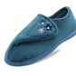 Womens Lightweight Faux Fur Wide Opening Touch Fasten Diabetic Orthopaedic Teal Blue Slippers