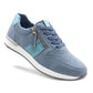 Womens Lace Up Trainers with Side Zip Fastening Ladies Fashion Sneaker Blue Metallic Casual Sports Shoes