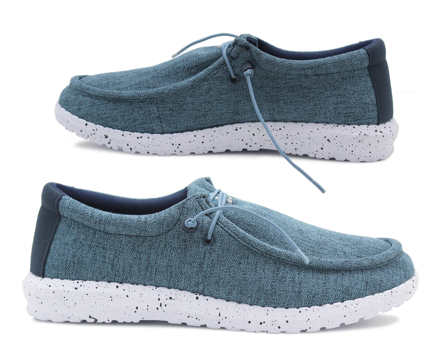 Mens Super Lightweight Slip On Memory Foam Elastic Laces EVA Foam Sole Casual Sneaker Wallabee Trainers Shoes Blue