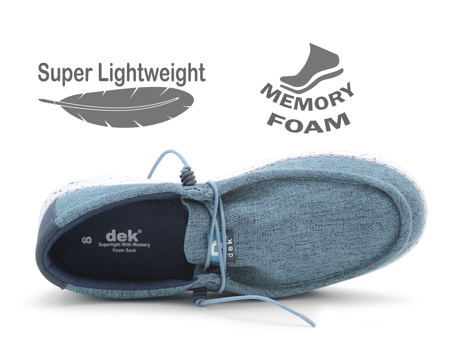 Mens Super Lightweight Slip On Memory Foam Elastic Laces EVA Foam Sole Casual Sneaker Wallabee Trainers Shoes Blue