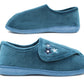 Womens Lightweight Faux Fur Wide Opening Touch Fasten Diabetic Orthopaedic Teal Blue Slippers