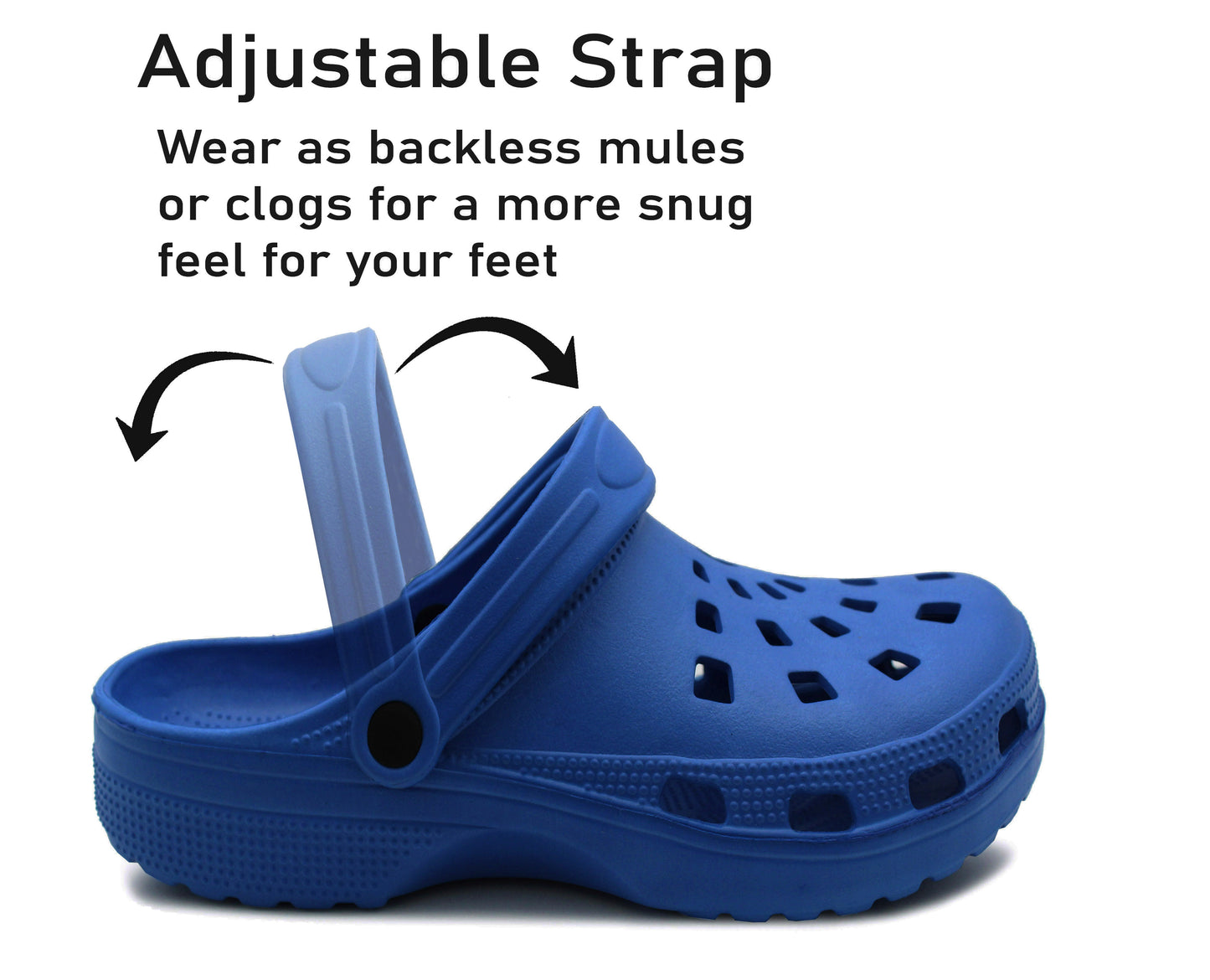 Kids Unisex Navy Clogs Lightweight EVA Breathable Unisex Boys Girls Slip On Adjustable Garden Beach Pool Slides Sandals