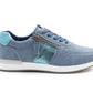 Womens Lace Up Trainers with Side Zip Fastening Ladies Fashion Sneaker Blue Metallic Casual Sports Shoes