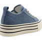 Womens Platform Canvas Trainers Denim Blue Lace Up Chunky Sole Baseball Sneakers Ladies Flat Low Top Fashion Trainer Pumps