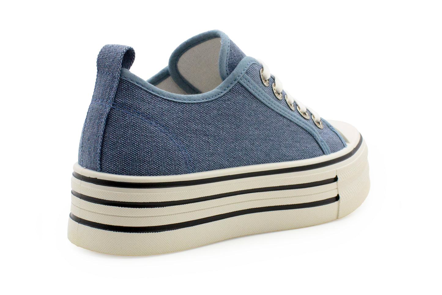 Womens Platform Canvas Trainers Denim Blue Lace Up Chunky Sole Baseball Sneakers Ladies Flat Low Top Fashion Trainer Pumps