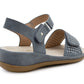 Womens Slingback Sandals Blue Twin Touch Fastening Ladies Low Wedge Heel Open Toe Fashion Summer Sandals
