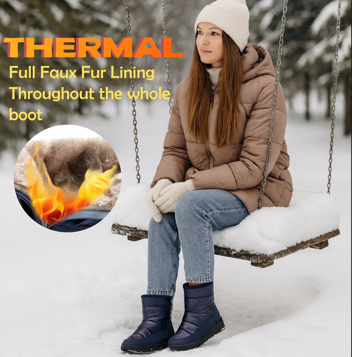 Womens Winter Boots Ladies Faux Fur Lined Zip Lightweight Metallic Quilted Warm Thermal Ankle Boots