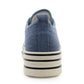 Womens Platform Canvas Trainers Denim Blue Lace Up Chunky Sole Baseball Sneakers Ladies Flat Low Top Fashion Trainer Pumps