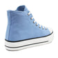 Womens High Top Canvas Trainers Sky Blue Lace Up Platform Baseball Sneakers Ladies Chunky Sole Flat Fashion Hi-Top Pumps