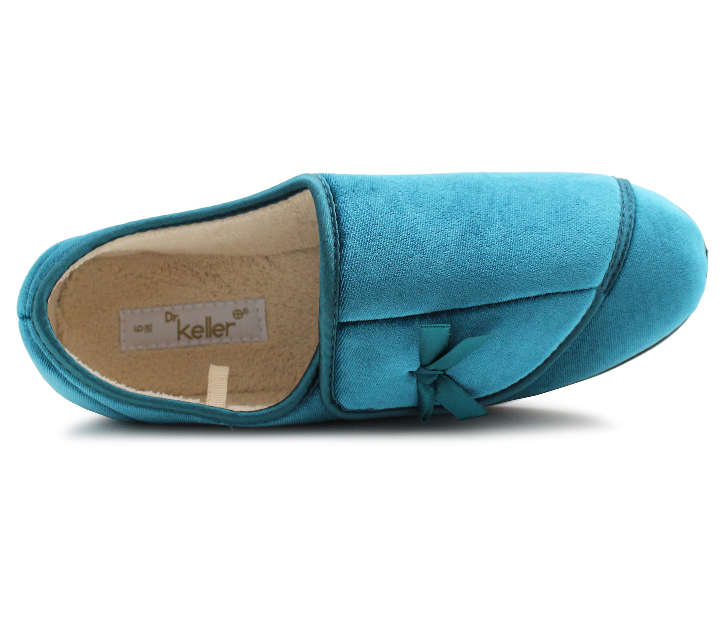 Womens Velour Faux Fur Lined Ladies Winter Wide Opening Diabetic Orthopaedic Teal Blue Slippers