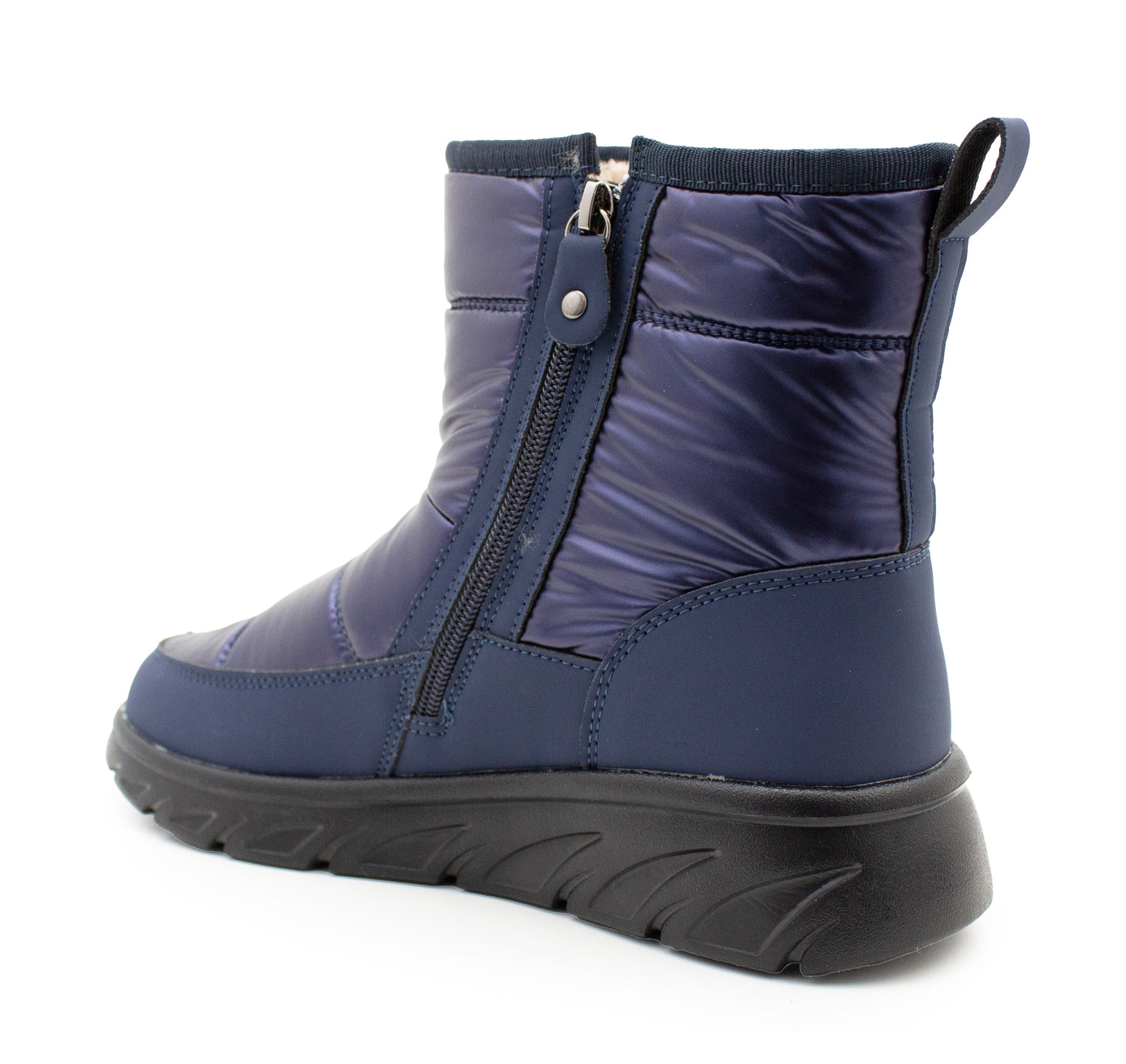 Womens Winter Boots Ladies Faux Fur Lined Zip Lightweight Metallic Quilted Warm Thermal Ankle Boots