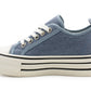 Womens Platform Canvas Trainers Denim Blue Lace Up Chunky Sole Baseball Sneakers Ladies Flat Low Top Fashion Trainer Pumps