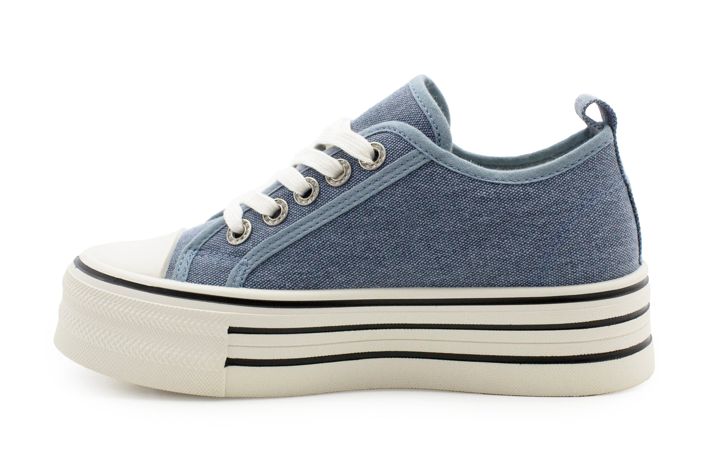 Womens Platform Canvas Trainers Denim Blue Lace Up Chunky Sole Baseball Sneakers Ladies Flat Low Top Fashion Trainer Pumps