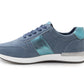 Womens Lace Up Trainers with Side Zip Fastening Ladies Fashion Sneaker Blue Metallic Casual Sports Shoes