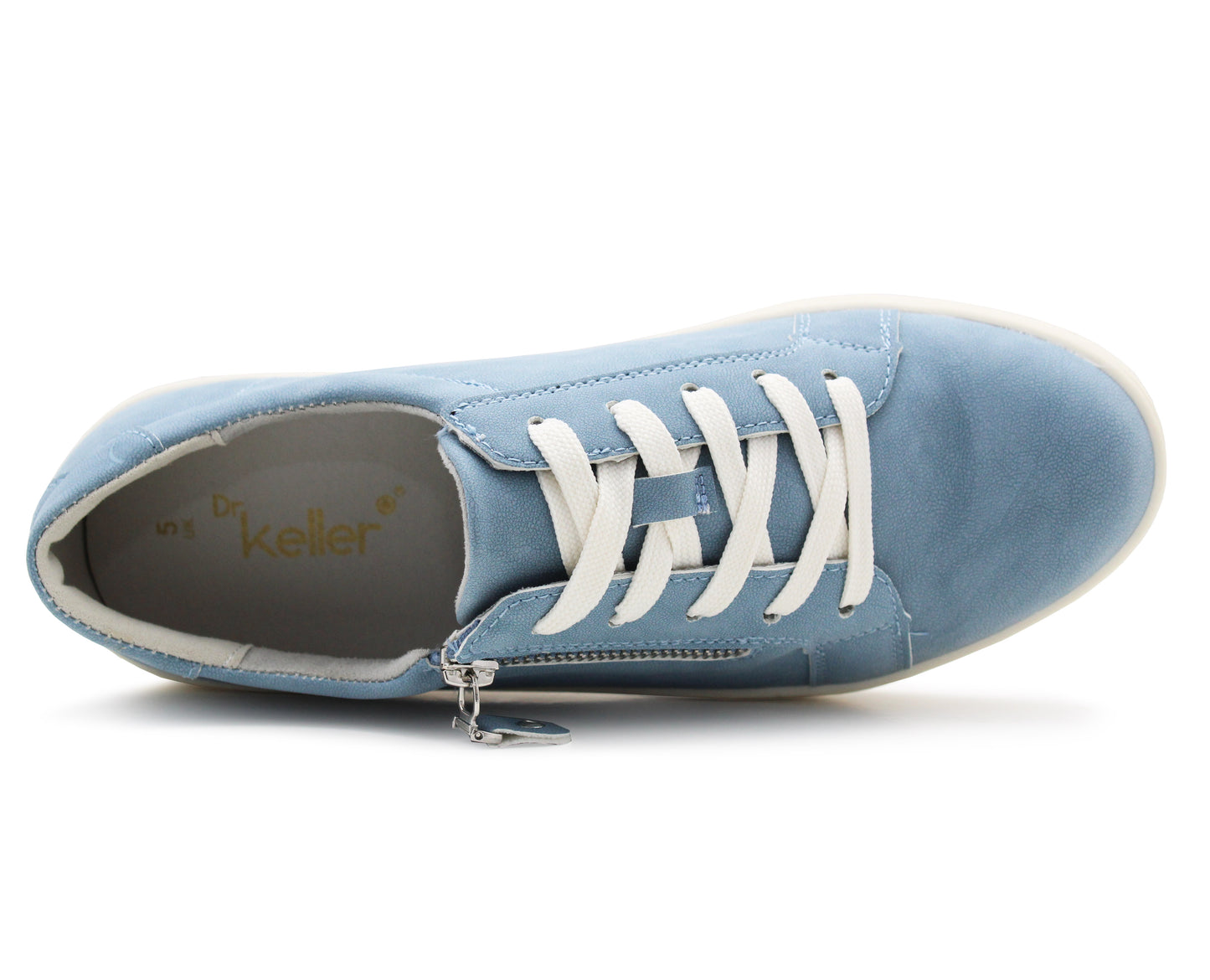 Womens Casual Lace Up Blue Fashion Trainers Side Zip Fastening Sneaker Shoes