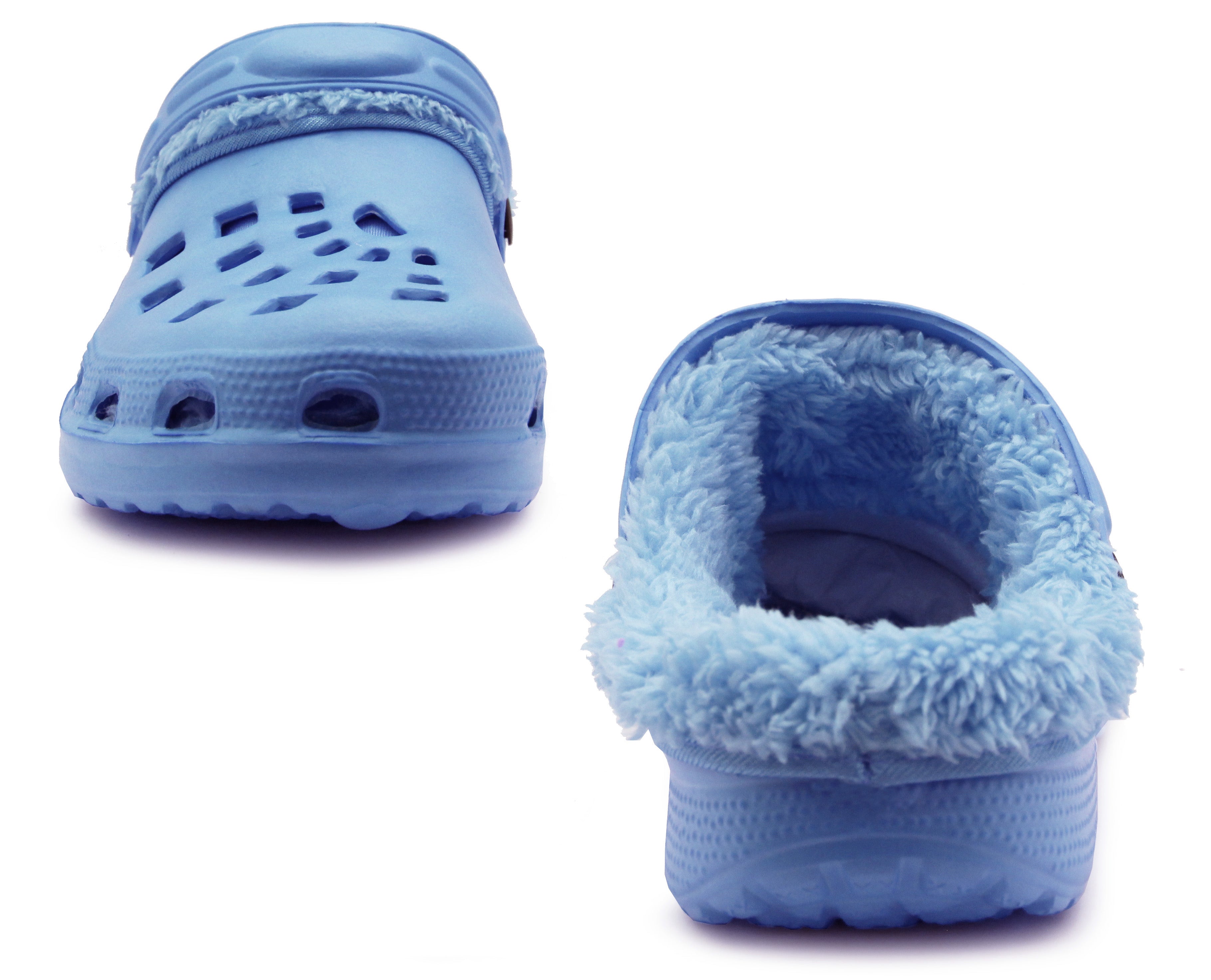 Light sunniest blue fur lined crocs