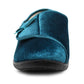 Womens Velour Faux Fur Lined Ladies Winter Wide Opening Diabetic Orthopaedic Teal Blue Slippers