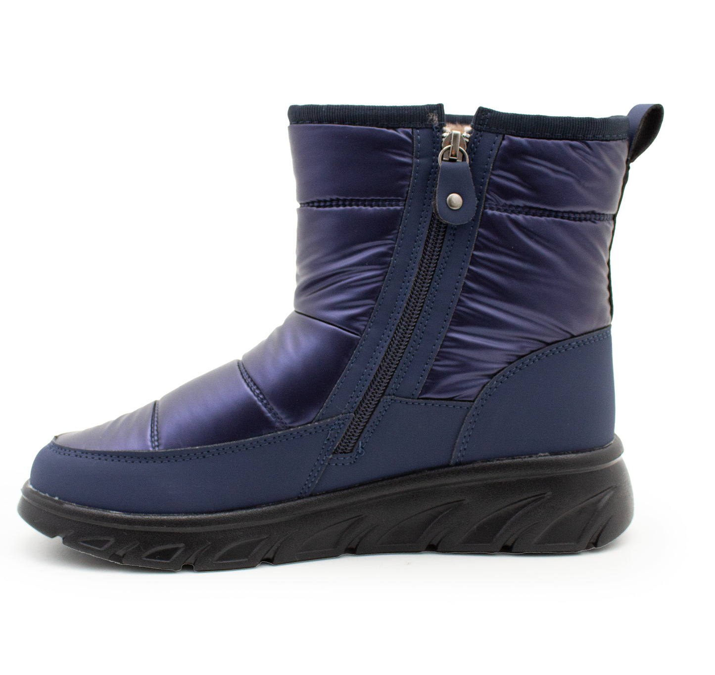 Womens Winter Boots Ladies Faux Fur Lined Zip Lightweight Metallic Quilted Warm Thermal Ankle Boots