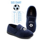 Boys Football Slippers Goal Slip On Novelty Youth Kids Elastic House Shoes Navy