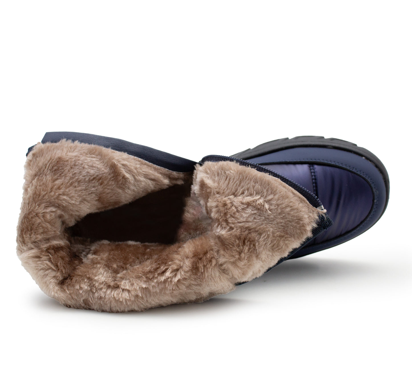 Womens Winter Boots Ladies Faux Fur Lined Zip Lightweight Metallic Quilted Warm Thermal Ankle Boots