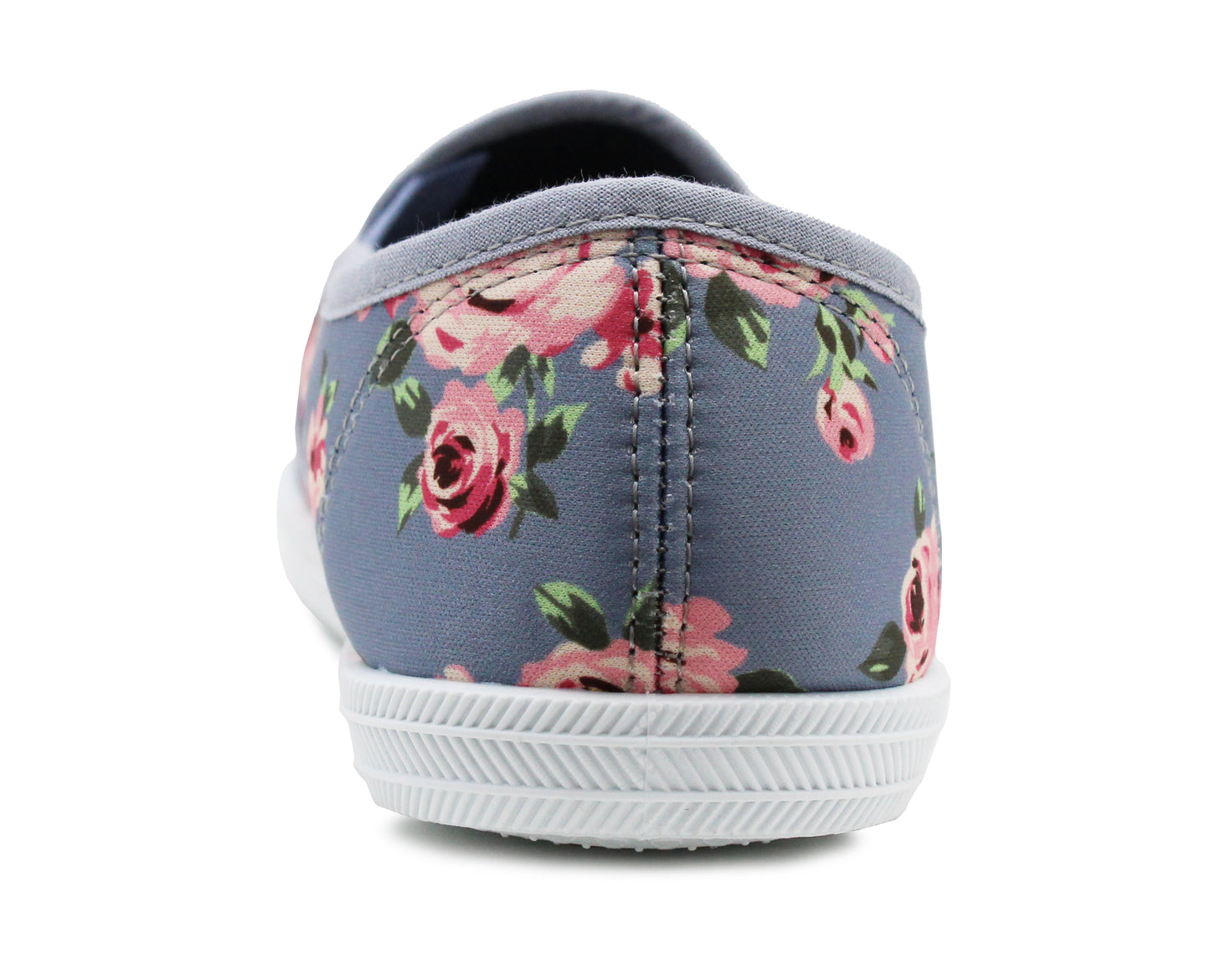Womens Blue Floral Canvas Slip On Plimsolls Flat Pumps Casual Loafer Trainers