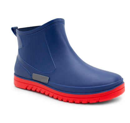 Mens Ankle Wellies Boots Blue Red Short Slip On Waterproof Garden Chelsea Rain Boot Snow Farm Gardening Outdoor Festival Wellingtons