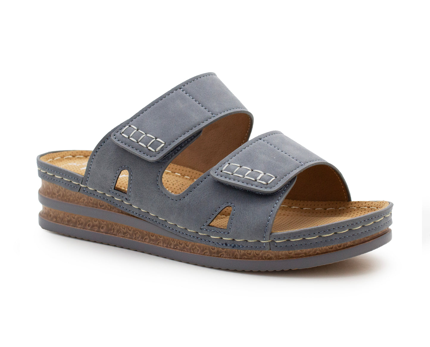 Womens Wedge Sandals Slip On Touch Fasten Backless Fashion Slides Ladies Lightweight Summer Beach Casual Shoes
