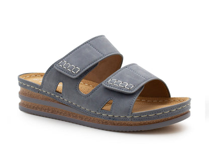 Womens Wedge Sandals Slip On Touch Fasten Backless Fashion Slides Ladies Lightweight Summer Beach Casual Shoes