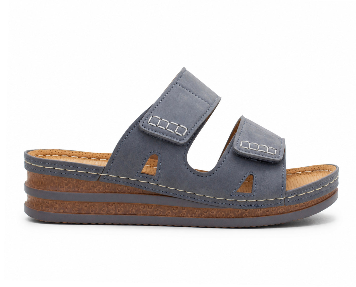 Womens Wedge Sandals Slip On Touch Fasten Backless Fashion Slides Ladies Lightweight Summer Beach Casual Shoes