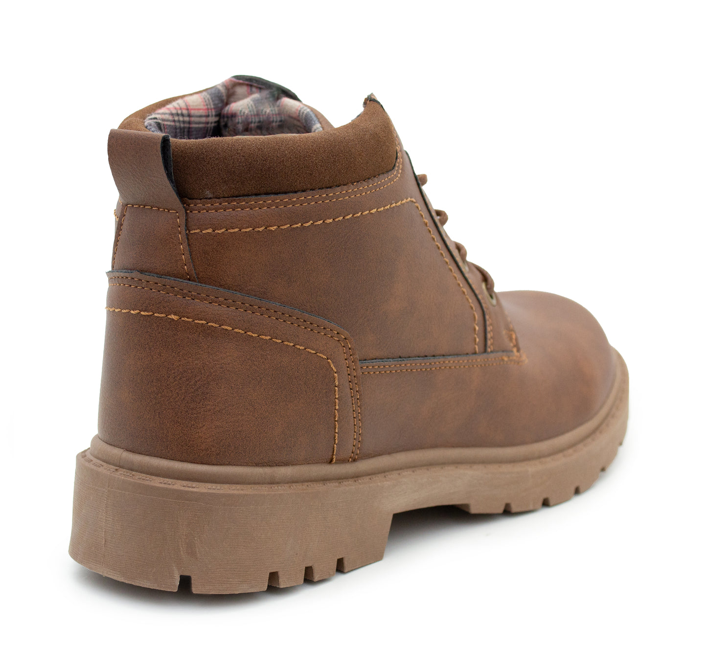 Mens Ankle Boots Faux Leather Smart Casual Lace Up Fashion Combat Boots in Brown