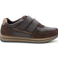 Men’s Brown Leather Trainers Shoes Casual Double Strap Touch Fastening Sneakers Smart Slip On Walking Shoes