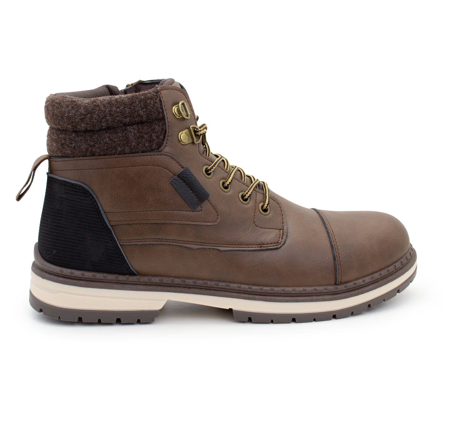 Mens Ankle Boots Faux Leather Smart Casual Lace Up Side Zip Fashion Boots