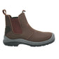 Mens Lightweight Brown Leather Safety Steel Toe Slip On Twin Gusset Work Dealer Boots Shoes
