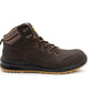 Mens Genuine Nubuck Leather Brown Safety Boots Steel Toe Padded Ankle Collar Work Boots