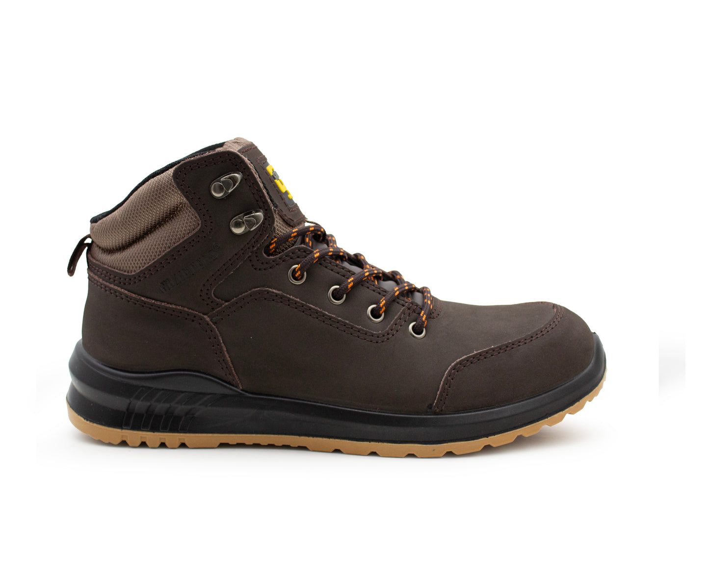 Mens Genuine Nubuck Leather Brown Safety Boots Steel Toe Padded Ankle Collar Work Boots
