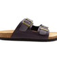 Mens Sandals Cork Footbed Brown Faux Leather 2 Adjustable Straps Beach Fashion Slides Summer Slip On Backless Smart Casual Fashion Sandal