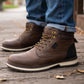 Mens Ankle Boots Faux Leather Smart Casual Lace Up Side Zip Fashion Boots