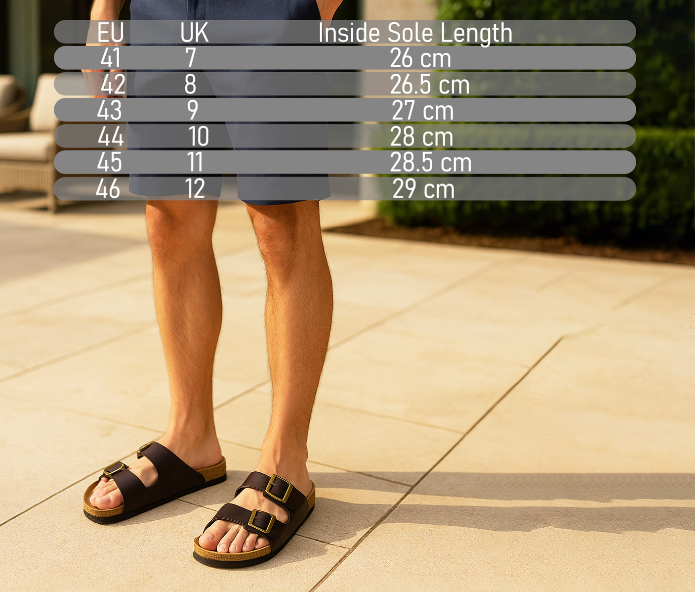 Mens Sandals Cork Footbed Brown Faux Leather 2 Adjustable Straps Beach Fashion Slides Summer Slip On Backless Smart Casual Fashion Sandal