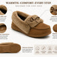 Womens Memory Foam Moccasin Slippers Faux Fur Trim Warm Slip On Ladies Winter House Shoes