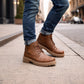 Mens Ankle Boots Faux Leather Smart Casual Lace Up Fashion Combat Boots in Brown