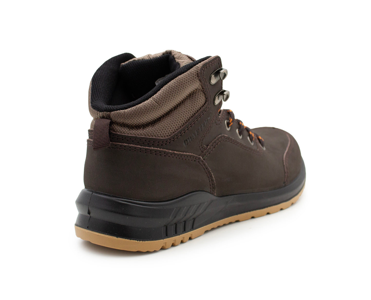 Mens Genuine Nubuck Leather Brown Safety Boots Steel Toe Padded Ankle Collar Work Boots