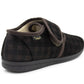 Mens Slippers Check Faux Fur Lined Thermal Wide Open Touch Fasten Straps House Shoes Brown