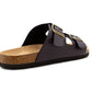 Mens Sandals Cork Footbed Brown Faux Leather 2 Adjustable Straps Beach Fashion Slides Summer Slip On Backless Smart Casual Fashion Sandal