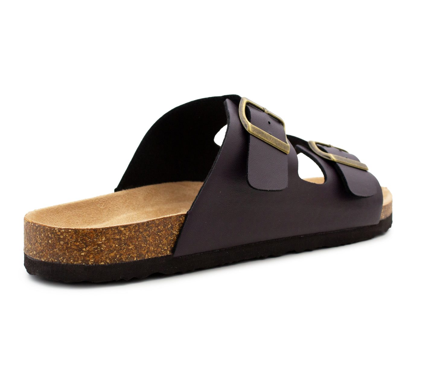 Mens Sandals Cork Footbed Brown Faux Leather 2 Adjustable Straps Beach Fashion Slides Summer Slip On Backless Smart Casual Fashion Sandal