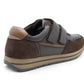 Men’s Brown Leather Trainers Shoes Casual Double Strap Touch Fastening Sneakers Smart Slip On Walking Shoes