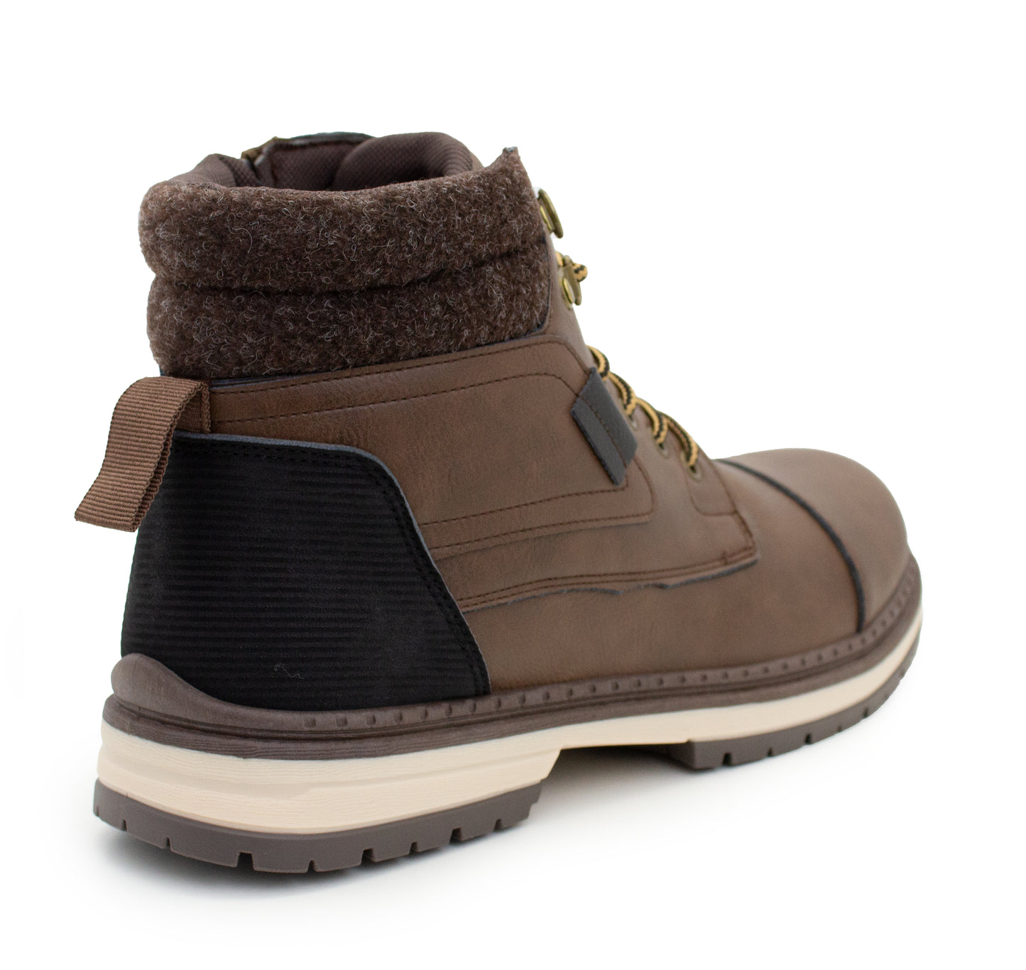 Mens Ankle Boots Faux Leather Smart Casual Lace Up Side Zip Fashion Boots