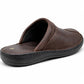 Mens Brown Leather Backless Slippers Gents Slip On Fashion Clogs Indoor House Shoes