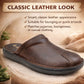 Mens Brown Leather Backless Slippers Gents Slip On Fashion Clogs Indoor House Shoes