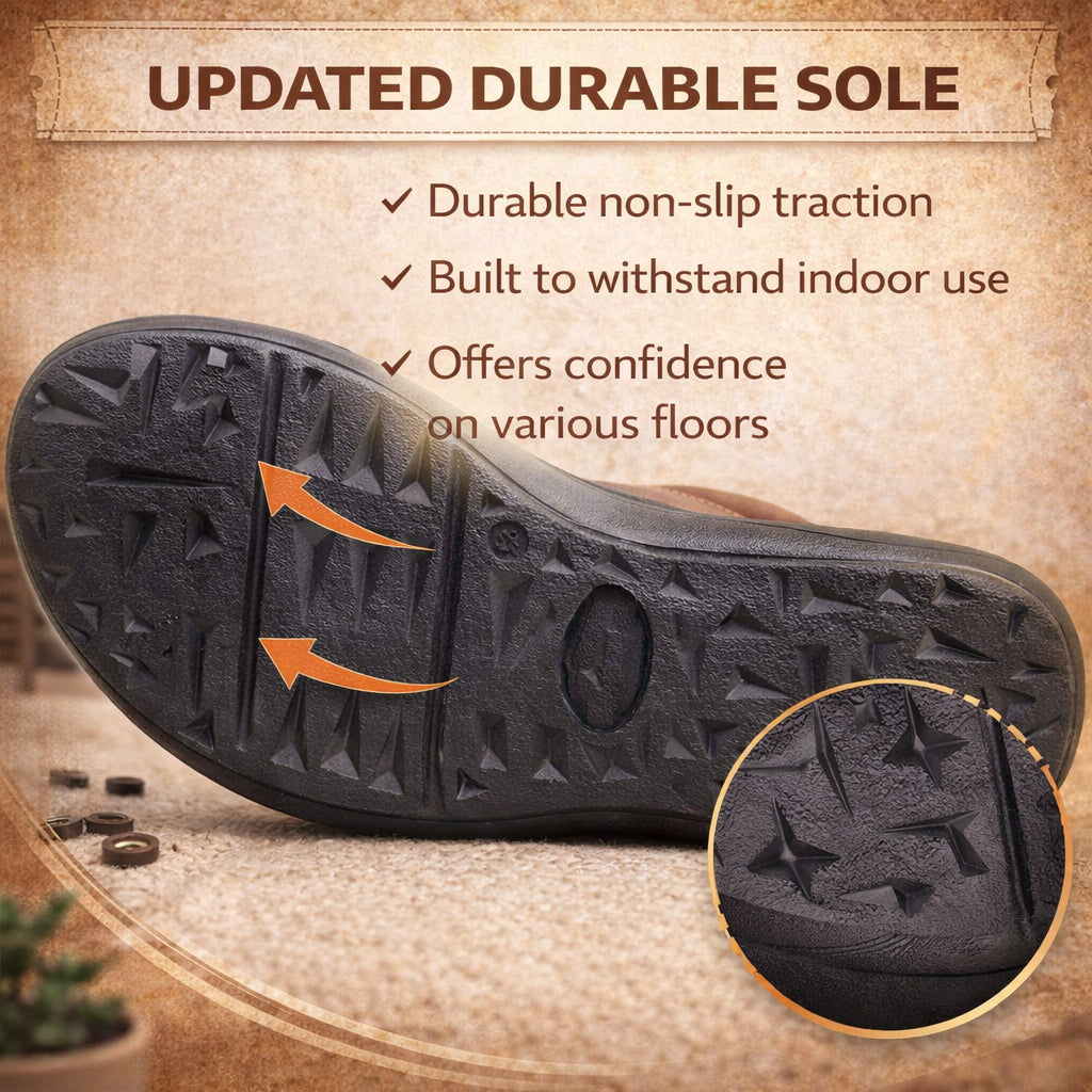 Mens Brown Leather Backless Slippers Gents Slip On Fashion Clogs Indoor House Shoes